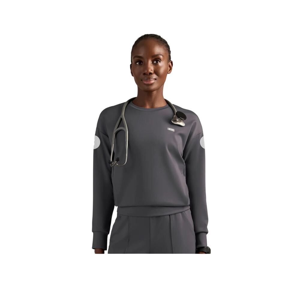Figs Dark Gray Crewneck Pullover with Elbow Accents